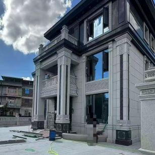 岳阳 别墅干挂，芝麻白与芝麻黑完美配合