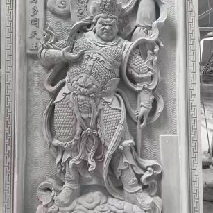 岳阳 芝麻灰花岗岩人物雕刻——多闻天王