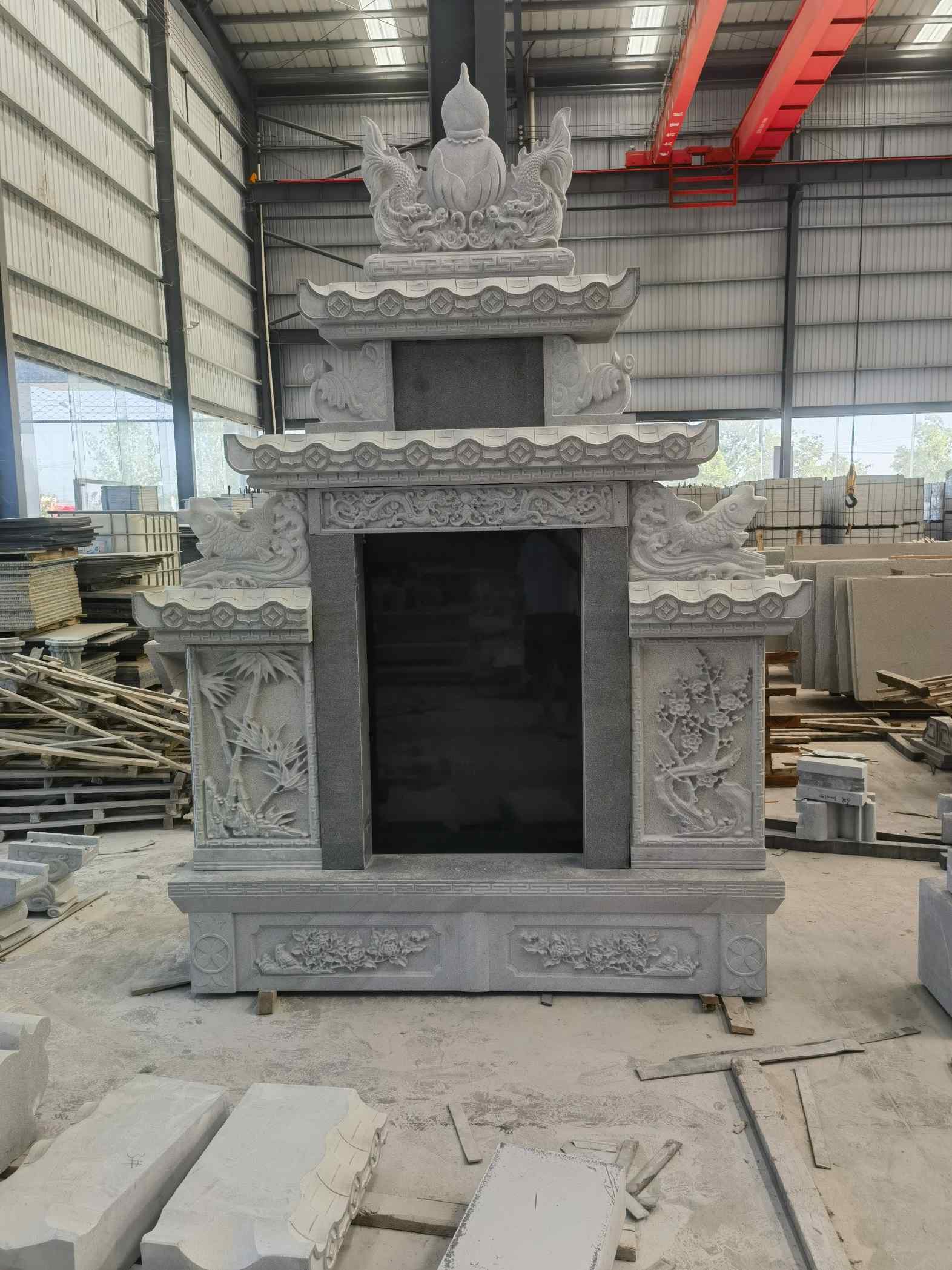 岳阳 芝麻灰高档墓碑、土墓，一套也支持定做