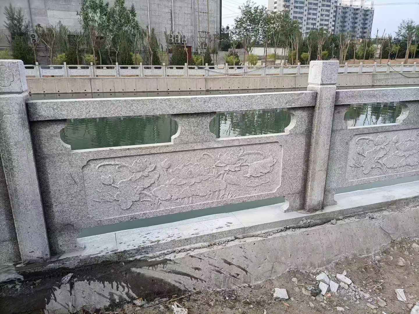 岳阳 芙蓉白大花桥梁、河道，石材栏杆、围栏、护栏